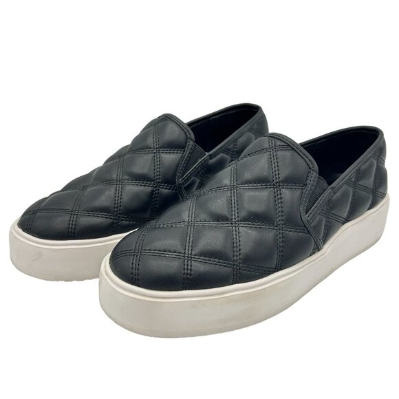 Steve Madden Black Legacy Quilted Slip-On Sneakers Womens 8M Comfort - Picture 1 of 8